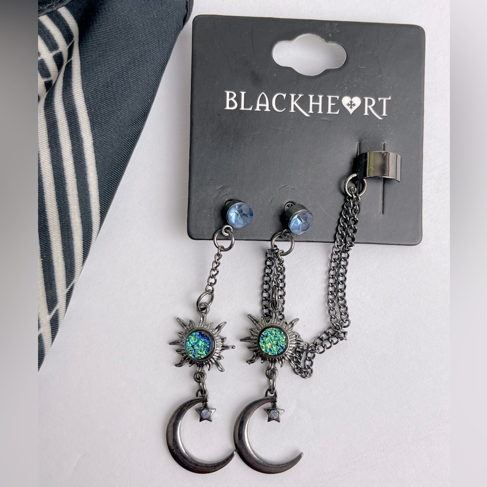 Hot topic || sun and moon celestial earrings with ear cuff